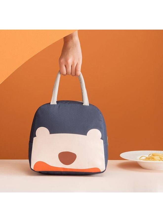 Lunch Box Bag Navy Blue Insulated Oxford Cloth Aluminum Foil Large Capacity Fashionable Bento Bag for School Office - Image 4